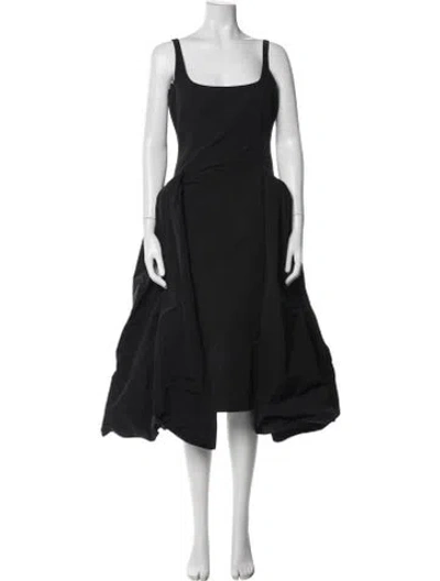 Pre-owned 16arlington Square Neckline Midi Length Dress In Black