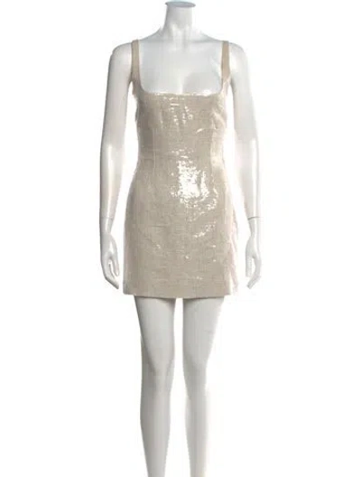 Pre-owned 16arlington Square Neckline Mini Dress In Neutrals