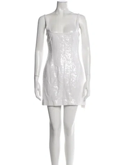 Pre-owned 16arlington Square Neckline Mini Dress In White