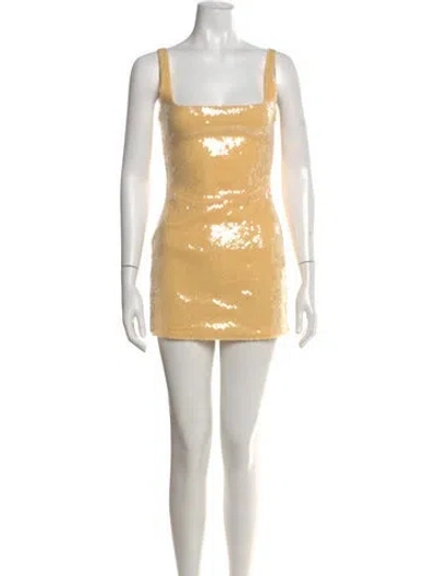 Pre-owned 16arlington Square Neckline Mini Dress In Yellow