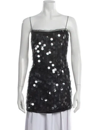 Pre-owned 16arlington Square Neckline Sleeveless Top In Black