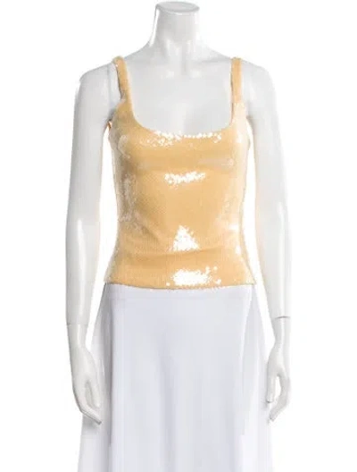 Pre-owned 16arlington Square Neckline Sleeveless Top In Yellow