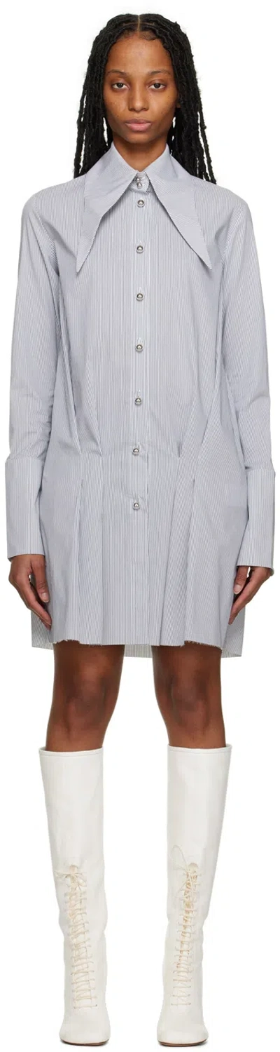 16arlington Ssense Exclusive Gray Dara Minidress In White/grey
