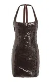 16arlington Syre Sequined Mesh Mini Dress In Brown