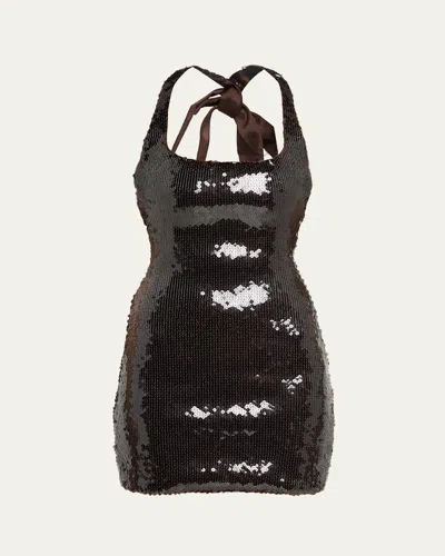 16arlington Syre Sequined Mini Dress In Brown