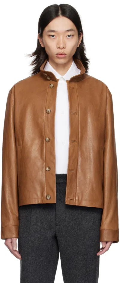 16arlington Tan Haeto Leather Jacket In Cognac