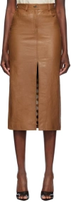 16arlington Tan Ille Midi Skirt In Cognac