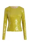 16arlington Tanith Sequined Mesh Top In Green