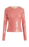 16arlington Tanith Sequined Mesh Top In Pink