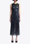 16arlington Tovia Sequin-embellished Tulle Midi Dress In Black