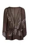 16arlington Tula Embellished Georgette Top In Brown