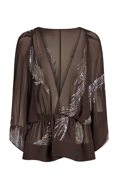 16arlington Tula Embellished Georgette Top In Brown