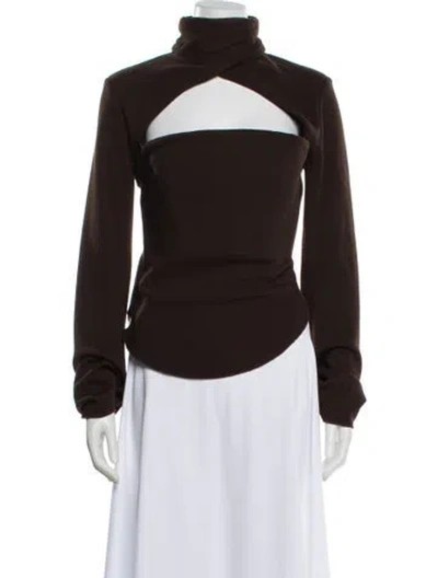 Pre-owned 16arlington Turtleneck Long Sleeve Top In Brown