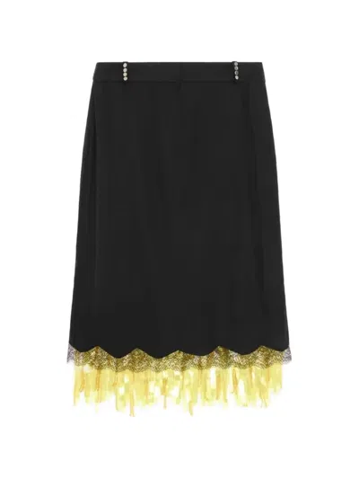 16arlington Vea Lace-trim Midi Skirt In Black