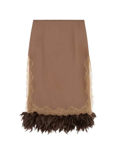 16arlington Velino Midi Skirt In Brown