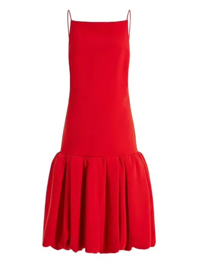 16arlington Viana Balloon-hem Square-neck Mini Dress In Red