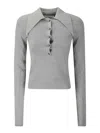 16arlington 16 Arlington Womens Grey Vitara Collar Silk And Cotton-blend Knitted Top In Grey