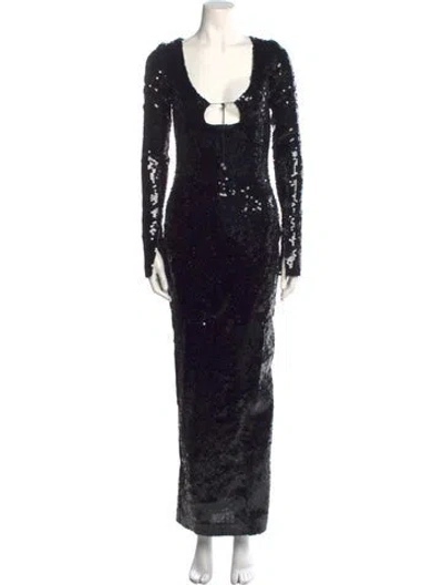 Pre-owned 16arlington V-neck Long Dress In Black