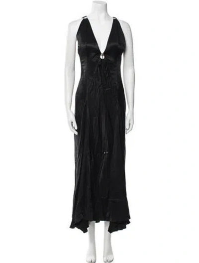 Pre-owned 16arlington V-neck Long Dress In Black