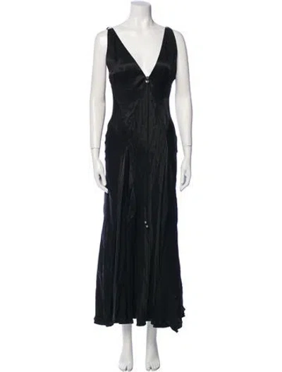 Pre-owned 16arlington V-neck Long Dress In Black