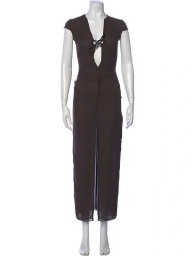 Pre-owned 16arlington V-neck Long Dress In Brown