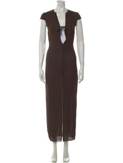 Pre-owned 16arlington V-neck Long Dress In Brown