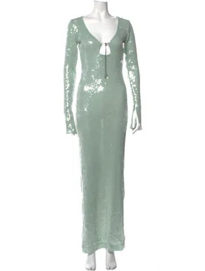 Pre-owned 16arlington V-neck Long Dress In Green