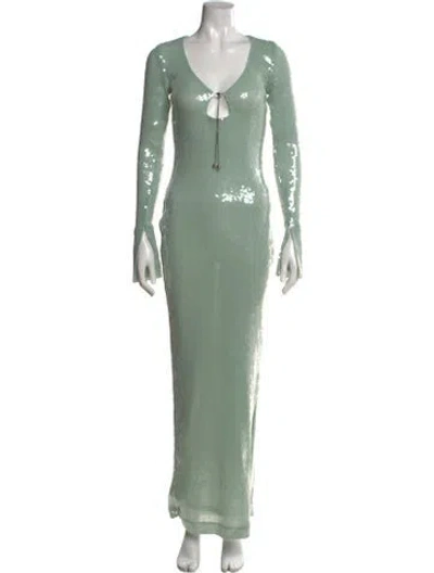 Pre-owned 16arlington V-neck Long Dress In Green