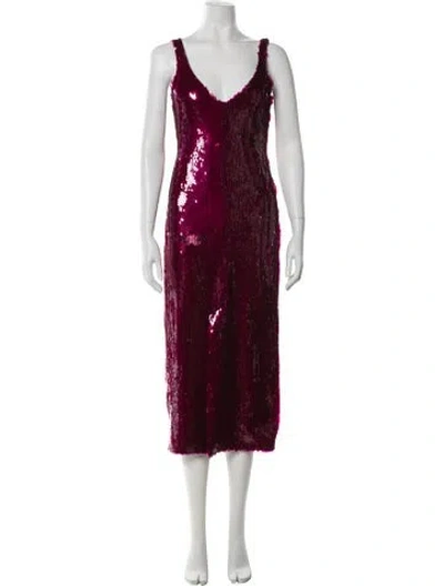 Pre-owned 16arlington V-neck Long Dress W/ Tags In Burgundy