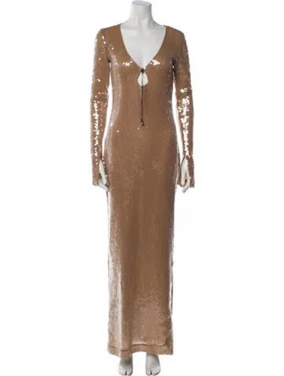 Pre-owned 16arlington V-neck Long Dress W/ Tags In Neutrals