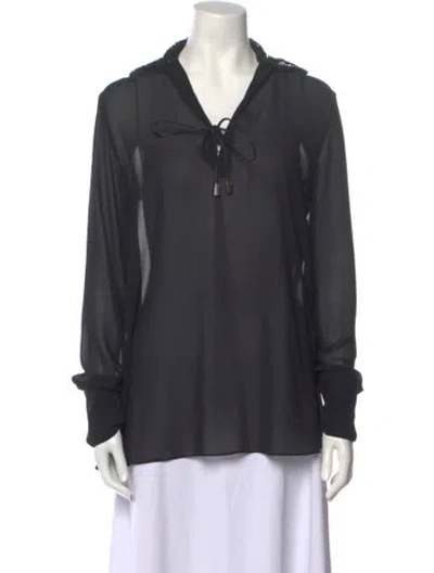 Pre-owned 16arlington V-neck Long Sleeve Blouse W/ Tags In Black