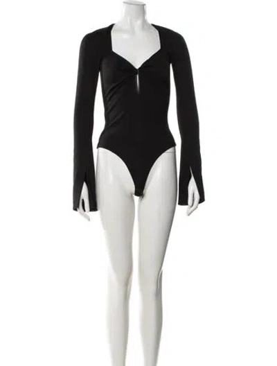 Pre-owned 16arlington V-neck Long Sleeve Bodysuit In Black