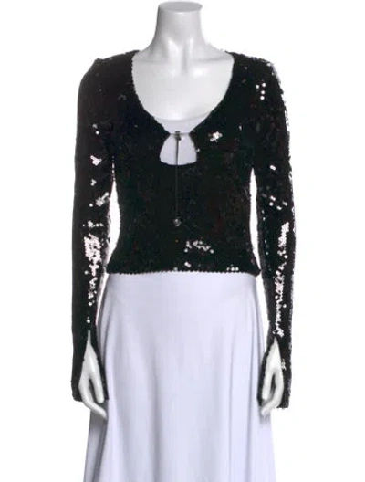 Pre-owned 16arlington V-neck Long Sleeve Crop Top W/ Tags In Black