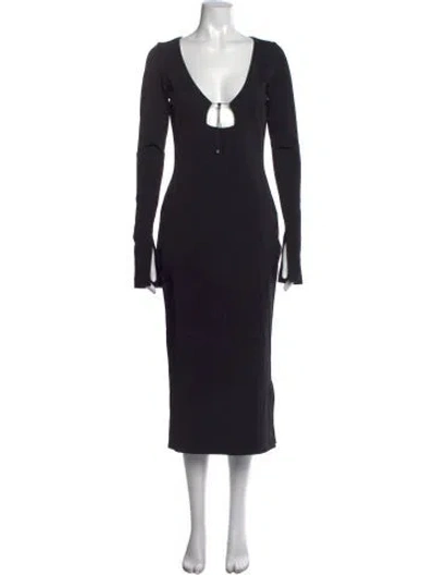 Pre-owned 16arlington V-neck Midi Length Dress In Black