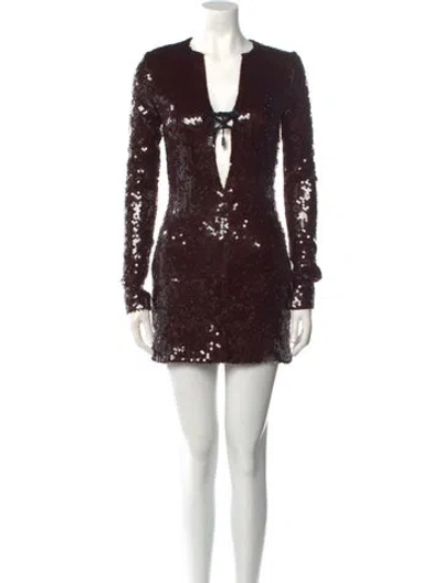 Pre-owned 16arlington V-neck Mini Dress In Brown