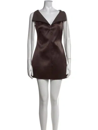 Pre-owned 16arlington V-neck Mini Dress In Brown