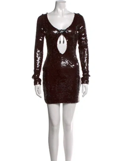 Pre-owned 16arlington V-neck Mini Dress In Brown
