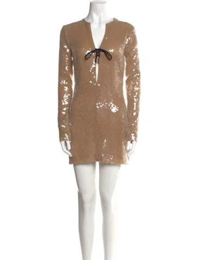 Pre-owned 16arlington V-neck Mini Dress In Neutral