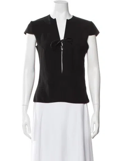 Pre-owned 16arlington V-neck Short Sleeve Top In Black