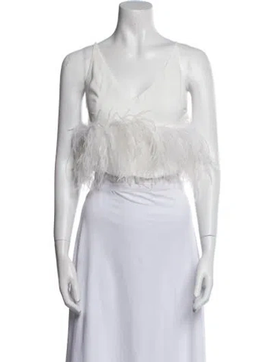 Pre-owned 16arlington V-neck Sleeveless Crop Top In White