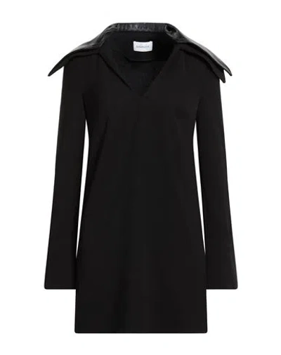 16arlington Woman Mini Dress Black Size 10 Polyester, Leather