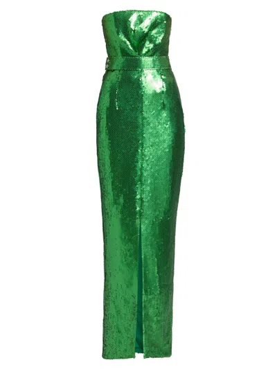 16arlington Women's Aeta Bandeau Sequined Gown In Green