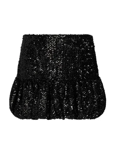 16arlington Women's Branka Sequined Drop-waist Miniskirt In Black