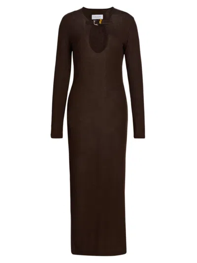 16arlington Women's Cirrus Wool-blend Jersey Midi-dress In Ciocco Latoa Maro