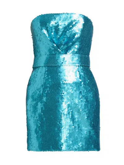16arlington Women's Cloe Bandeau Sequined Minidress In Blue