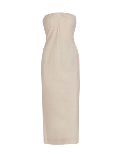 16arlington Women's Evora Linen-blend Strapless Midi-dress In Sabbia