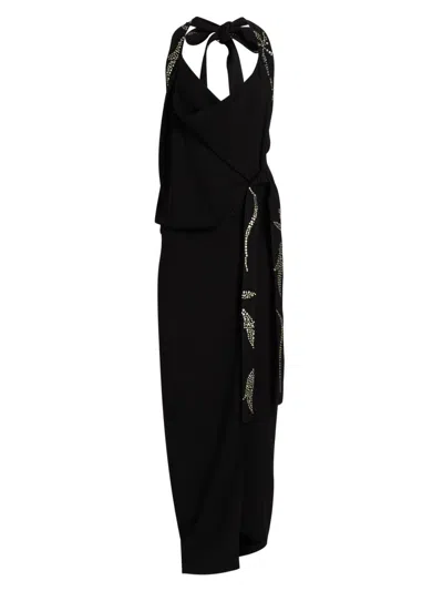 16arlington Women's Fiama Embellished Halter Gown In Black