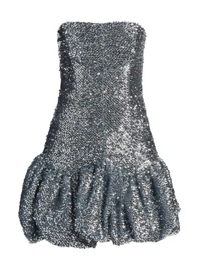 16arlington Women's Garance Sequin Bubble Hem Minidress In Gray
