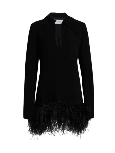 16arlington Women's Michele Feather-trimmed Minidress In Black
