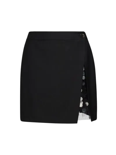 16arlington Noelia Twill And Paillette-embellished Tulle Mini Wrap Skirt In Black